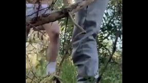 I was filming myself jerking off in the woods when a cute boy came and sucked me (and rimmed too)
