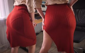 Business Woman Teases Vpl in Tight Skirt