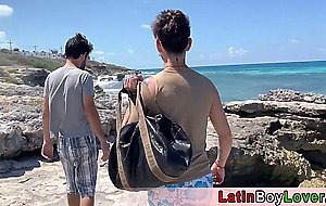Latin guys celebrate gay pride on the beach outdoor