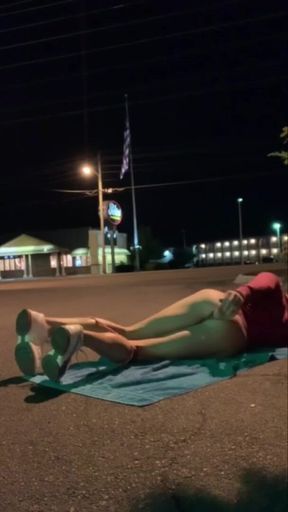 Wild risky outdoor anal dildo sexy sissy exhibitionist