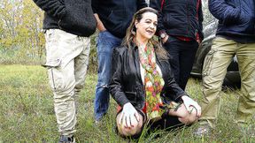 ”Lustful Eva Jayne gets it in every hole outdoors”