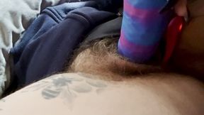 CLOSE UP: Stuffing My Tight, Hairy Kitty with a Huge Dildo & Lush