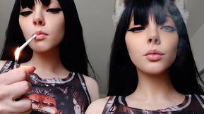 Goth Girl Smoking CLOSE UP (ask me for full vid)