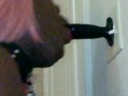 Kyla Throatz sucking dildo