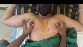 Green Colour Saree Aunty Hot Romance Viral Video 3
