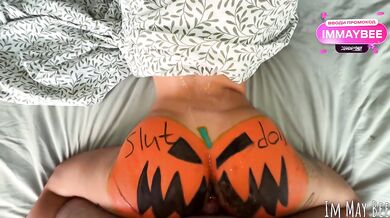 ImMayBee Big Ass Slut Destroyed Gushing Cum by Town Halloween Fuck