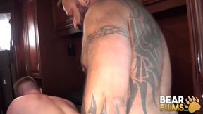 BEARFILMS - Tattooed bear Marc Angelo barebacks chubby stud