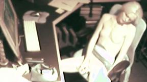 ”Assistant masturbating with dildo”