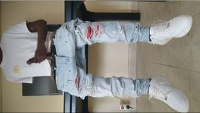 Black with huge dick in streetwear jerk and cum (4)