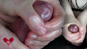 instruction video for milking pre-ejaculate. close-up of delaying and ruining the orgasm.