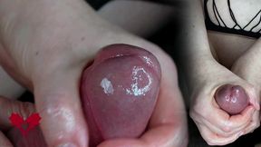 instruction video for milking pre-ejaculate. close-up of delaying and ruining the orgasm.