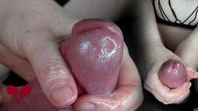 instruction video for milking pre-ejaculate. close-up of delaying and ruining the orgasm.