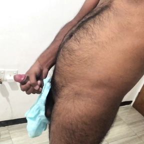 Big black daddy cock masturbation with panty