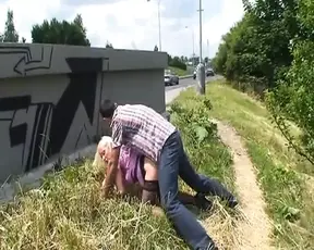 Pretty German blonde fucked behind the train station