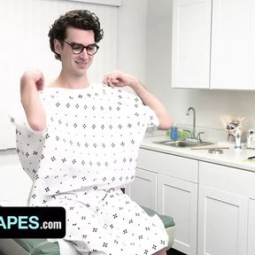 Doctor Tapes - Handsome Patient Shoots Huge Load All Over His Face While Perv Doctor Creampies Him