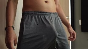 Hard Penis Wiggling and Bouncing in Shorts