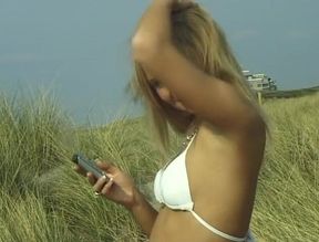 Beautiful blonde chick loves getting naked outdoors