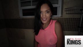 FilthyBlowjobs - Busty Latina Petite Babe Sucks My Dick In The Shower