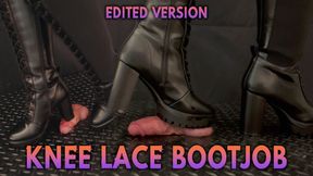 Cock Squeeze & Bootjob in Sexy Black Lace Knee Boots with TamyStarly (Edited Version) - CBT, Bootjob, Ballbusting, Femdom, Shoejob, Crush