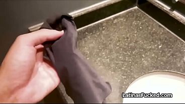 Busty Latina gives a deepthroat blowjob after yoga