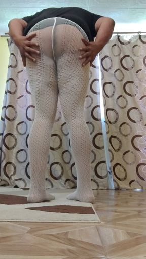 New pair of white teen pantyhose