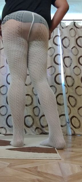 New pair of white teen pantyhose