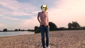 Twink on Forbidden Non Nudist Beach Secretly Naked 4K! Teenager Exhibitionism Goldenelixxxir!