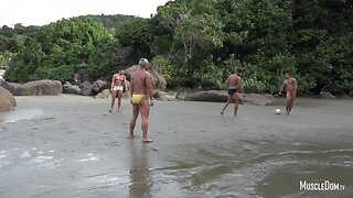 Nude football on the beach