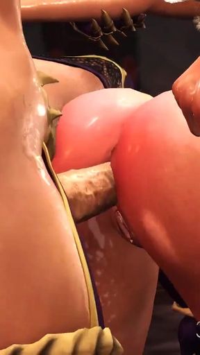 Super hot dickgirl plays with a sexy princess in the medieval castle