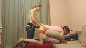 Sissy gets fucked with strap on