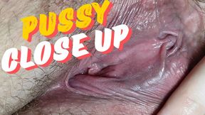 Hairy pussy throbs in up close