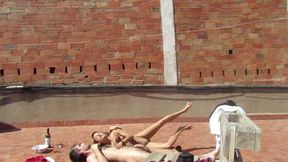 Amateur Couple Fucking on the Terrace, Outside Sex