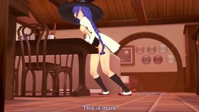 roxy rubbing on the corner of the table - mushoku tensei