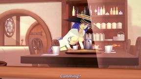 roxy rubbing on the corner of the table - mushoku tensei