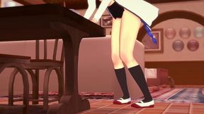 roxy rubbing on the corner of the table - mushoku tensei