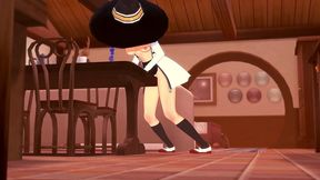 roxy rubbing on the corner of the table - mushoku tensei