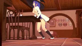 roxy rubbing on the corner of the table - mushoku tensei