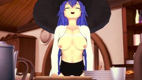 roxy rubbing on the corner of the table - mushoku tensei