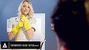 MODERN-DAY SINS - Horny Blonde Cleaning Lady Gets Rough Office Assfuck After Seducing Her Boss