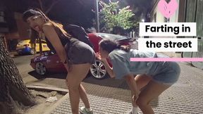 Dirty girls Farting and Burping in the street