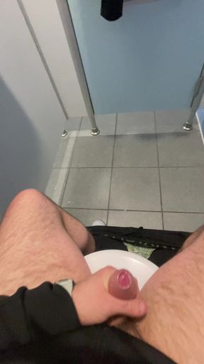 First Cum in the Public Toilet