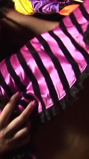 Blonde Mistress and Her Babes Get All Tight Holes Fucked Hard by a Masked Man with Huge Cock