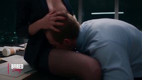 Brunette Boss In Stockings Offers A Failed Job Candidate A Second Chance