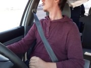 Huge Cock needed to cum while driving, I couldnt wait public