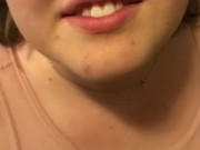CUTE CHUBBY TEEN SWALLOWS 5 LITTLE MEN WHOLE AND BURPS AS THEY DIGEST