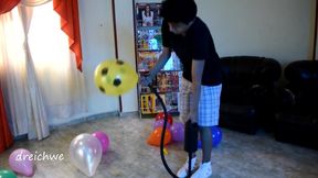 crushing balloons with the shoes