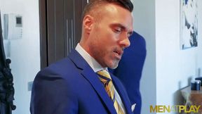 Muscular hunk Manuel Skye seduces suited businessman Seth Santoro into sucking his dick and anal breeding him hardcore!