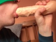 First time practicing blowjob on 8” dildo