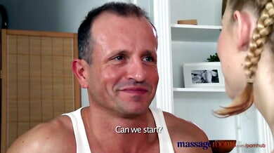 Blonde beauty shares passionate massage session with George Uhl