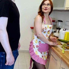 Redhead Step-Sister TinyEmily suprised with Creampie Dripping Sex in the kitchen